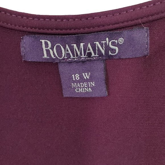 Roaman's Size 18W Dress Fluid Jersey Knit Pleated A-Line Midi Pullover Purple - Picture 8 of 10